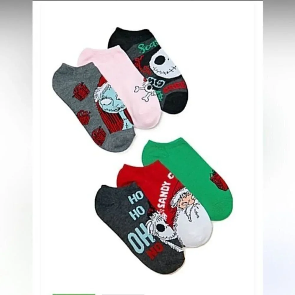 Disney Nightmare Before Christmas Women's No Show Socks 6 Pairs New